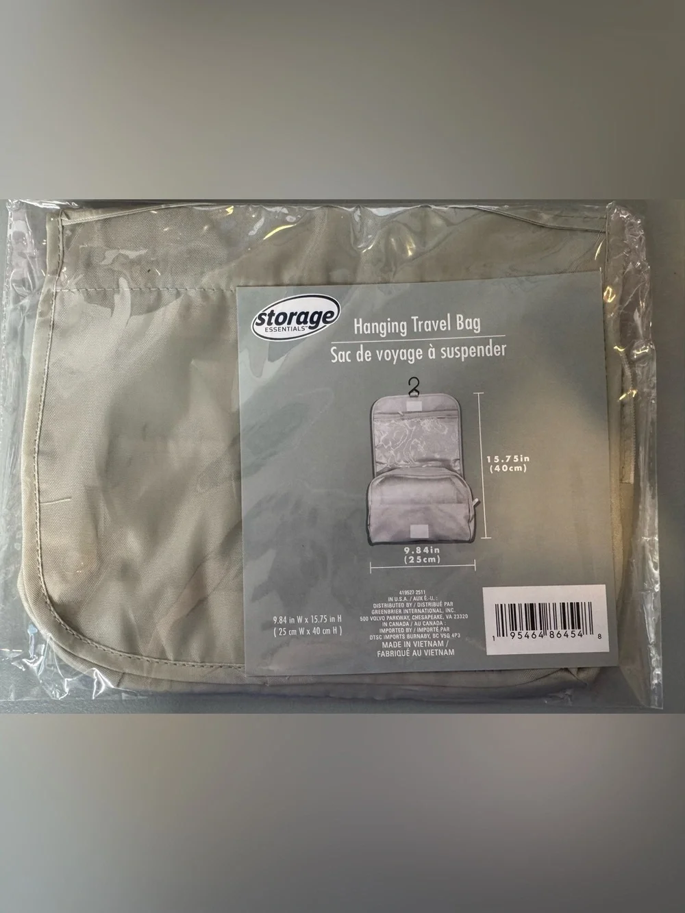 Garage Hanging zippered Travel Bag - Light Gray travel vacation on the go